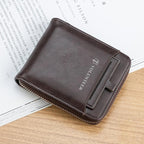 Men’s Zipper Leather Wallet, Bifold Wallet with Removable ID Holder, Multi Card Slot Everyday Wallet