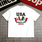 2026 Soccer Fan Graphic T-Shirt, USA Canada Mexico Flag Tee, Unisex Football Supporter Shirt