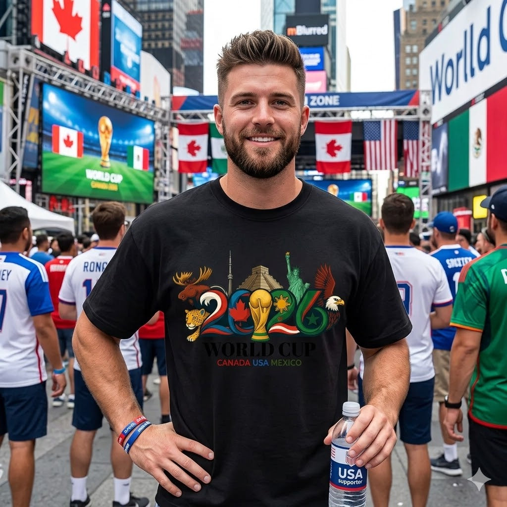 2026 Soccer Fan Graphic T-Shirt, Canada USA Mexico Sports Tee, Unisex Football Supporter Shirt