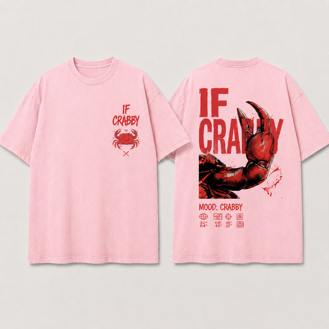(M4T) The "Mood: Crabby" Heavyweight Tee - Industrial Crab Claw Graphic - Edgy Sarcastic Street Fashion