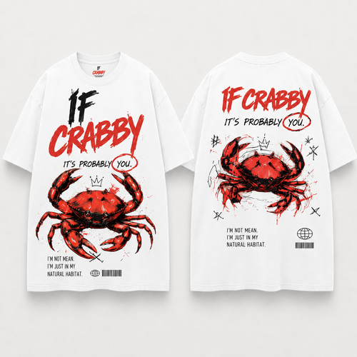(M1T)The Crabby Attitude Vintage Wash Tee - Edgy Crab Double-Sided Graphic