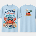 (M7T) Funny "Crabby" Beach T-Shirt - Double Sided Summer Graphic Tee - Cute Vacation Outfit