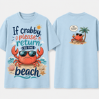 (M7T) Funny "Crabby" Beach T-Shirt - Double Sided Summer Graphic Tee - Cute Vacation Outfit