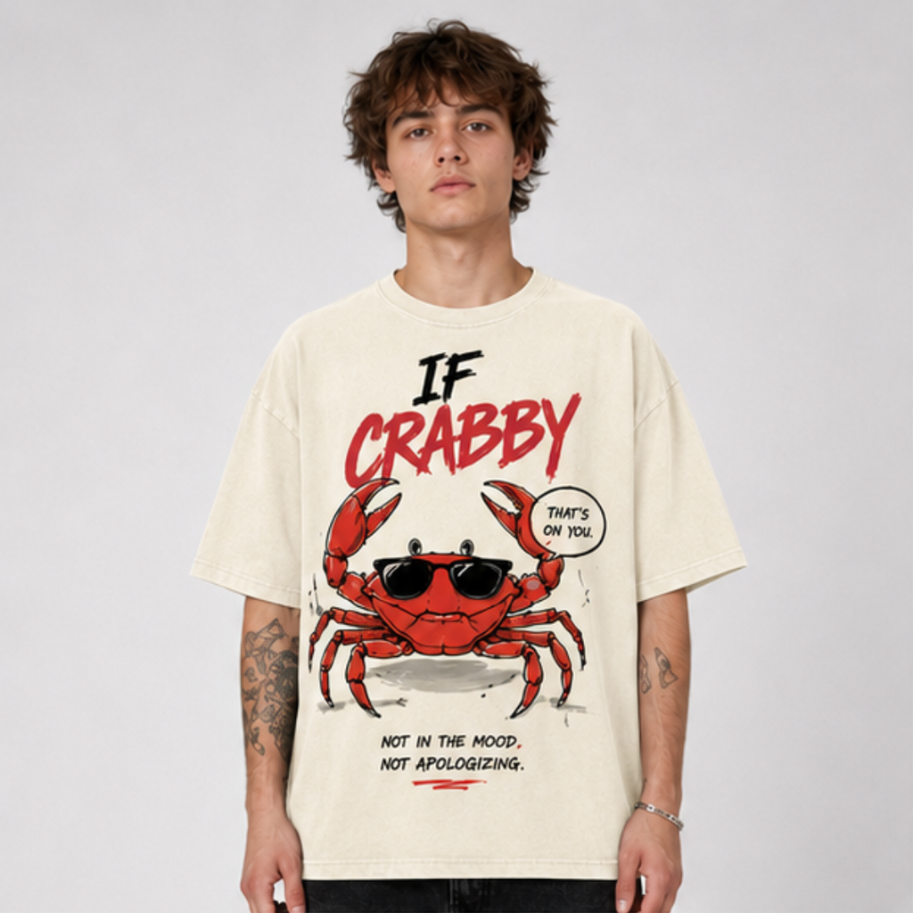 (M2T) The "Handle The Pinch" Sarcastic Tee - Retro Edgy Crab Graphic T-Shirt