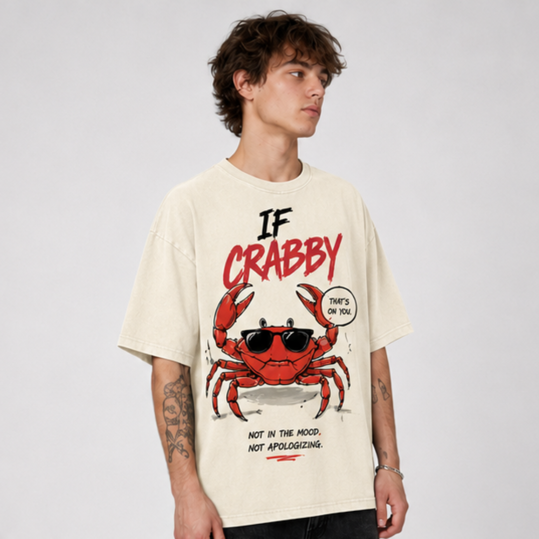 (M2T) The "Handle The Pinch" Sarcastic Tee - Retro Edgy Crab Graphic T-Shirt