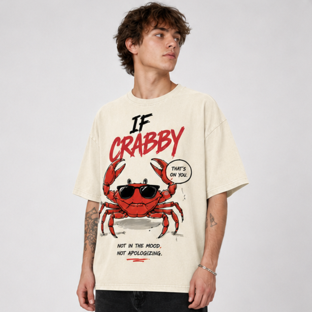 (M2T) The "Handle The Pinch" Sarcastic Tee - Retro Edgy Crab Graphic T-Shirt