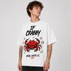 (M5T) If Crabby Deal With It Tee - Funny Food Lover Gift - Double-Sided Graphic T-Shirt