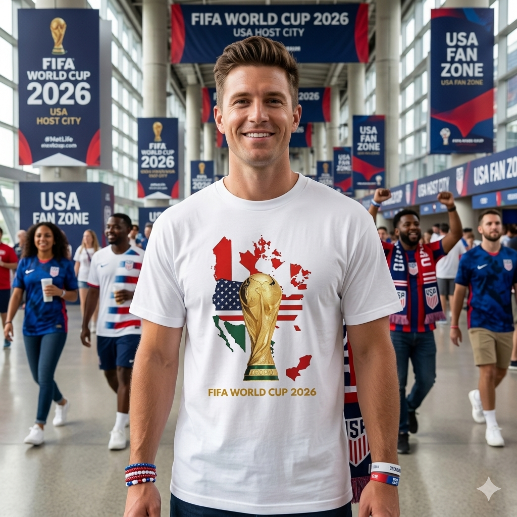 2026 Soccer Tournament Graphic T-Shirt, USA Canada Mexico Map Tee, Unisex Football Fan Shirt
