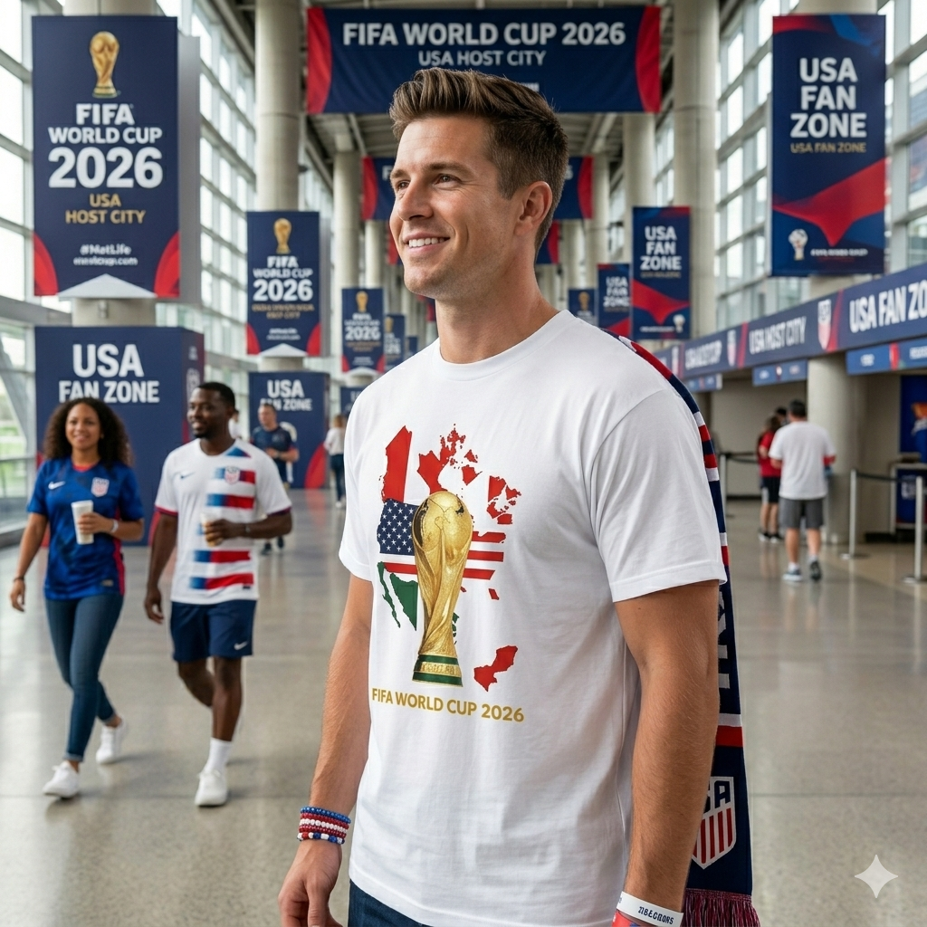 2026 Soccer Tournament Graphic T-Shirt, USA Canada Mexico Map Tee, Unisex Football Fan Shirt