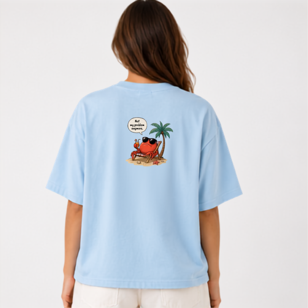 (M7T) Funny "Crabby" Beach T-Shirt - Double Sided Summer Graphic Tee - Cute Vacation Outfit