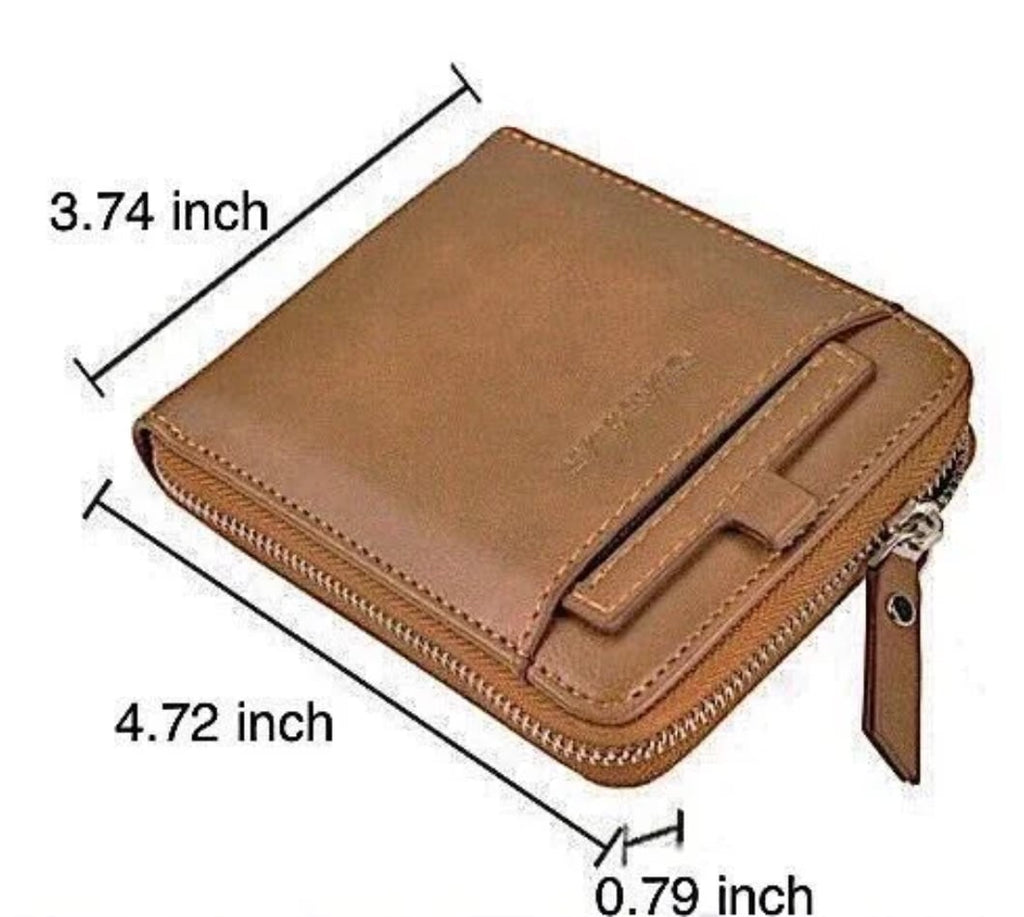 Men’s Zipper Leather Wallet, Bifold Wallet with Removable ID Holder, Multi Card Slot Everyday Wallet