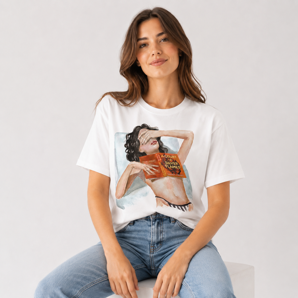 A Court of Silver Flames book heavyweight boyfriend fit t-shirt