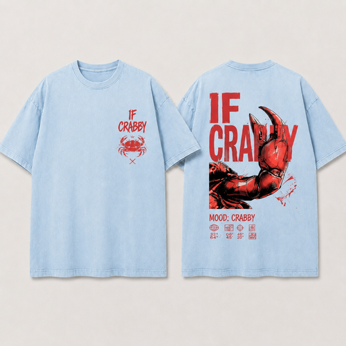 (M4T) The "Mood: Crabby" Heavyweight Tee - Industrial Crab Claw Graphic - Edgy Sarcastic Street Fashion