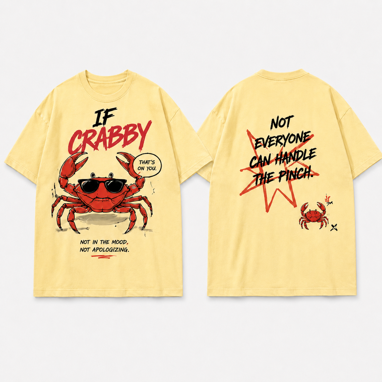 (M2T) The "Handle The Pinch" Sarcastic Tee - Retro Edgy Crab Graphic T-Shirt
