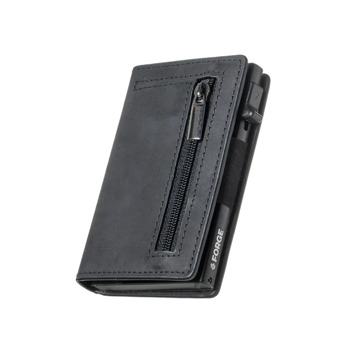 Slim Zipper Leather Wallet, Minimalist Card Holder Wallet, RFID Men’s Everyday Wallet