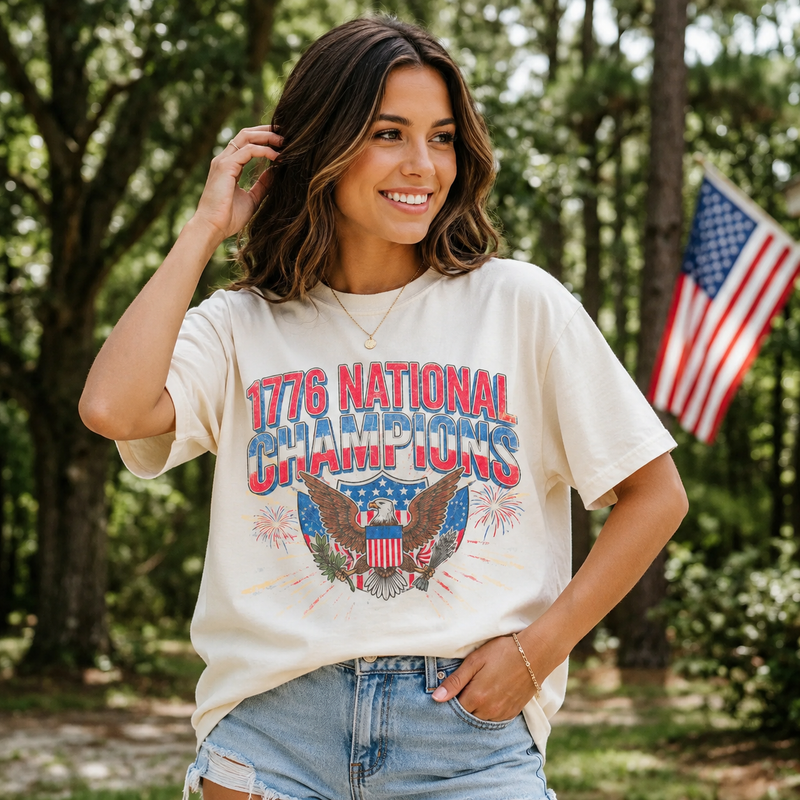Vintage Patriotic Eagle Graphic T-Shirt, USA Flag Fireworks Tee, Unisex Americana Summer Shirt
