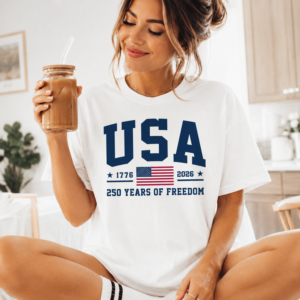 USA 250 Years of Freedom T-Shirt, 1776–2026 Patriotic Graphic Tee, Unisex America Anniversary Shirt