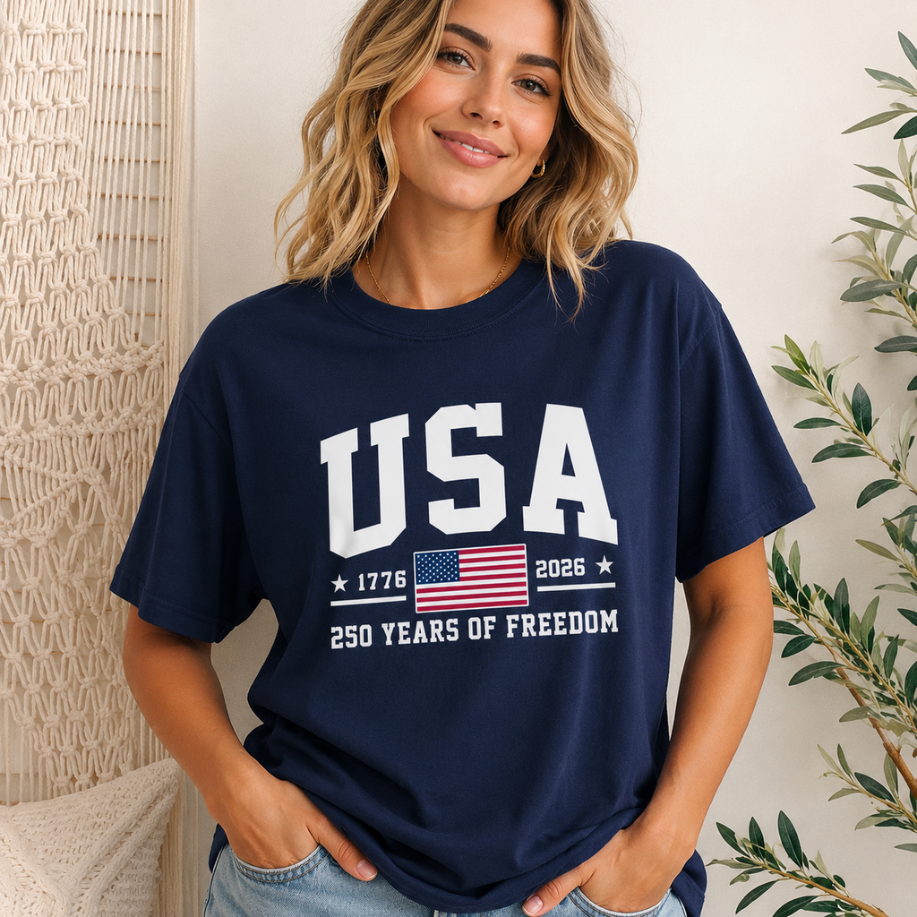 USA 250 Years of Freedom T-Shirt, 1776–2026 Patriotic Graphic Tee, Unisex America Anniversary Shirt
