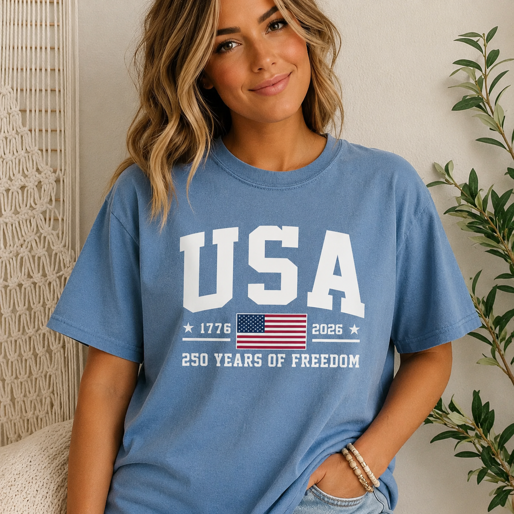 USA 250 Years of Freedom T-Shirt, 1776–2026 Patriotic Graphic Tee, Unisex America Anniversary Shirt