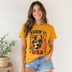 Kickin’ It USA Soccer T-Shirt, Patriotic Eagle Graphic Tee, USA Soccer Fan Shirt, Unisex Game Day Tee