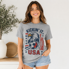 Kickin’ It USA Soccer T-Shirt, Patriotic Eagle Graphic Tee, USA Soccer Fan Shirt, Unisex Game Day Tee