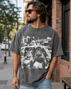 Funny Cat Graphic T-Shirt, Vintage Cat Money Car Tee, Oversized Unisex Streetwear Shirt
