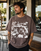 Funny Cat Graphic T-Shirt, Vintage Cat Money Car Tee, Oversized Unisex Streetwear Shirt