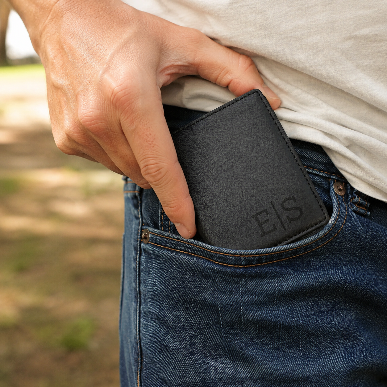 Personalized Leather Wallet, Custom Engraved Men’s Bifold Wallet, Photo Text Logo Gift for Dad Husband Boyfriend
