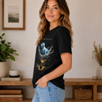 Inspirational Dinosaur Graphic T-Shirt, Moonlight Dino Dream Tee, Unisex Animal Fantasy Shirt