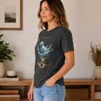 Inspirational Dinosaur Graphic T-Shirt, Moonlight Dino Dream Tee, Unisex Animal Fantasy Shirt