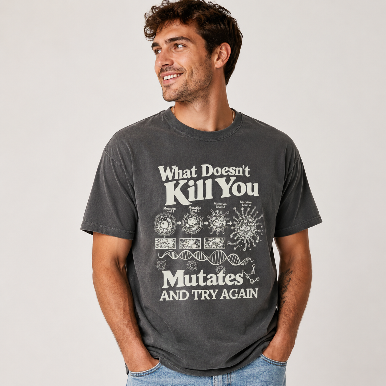 Funny Science Mutation Graphic T-Shirt, Biology Humor Tee, Unisex Science Teacher Shirt