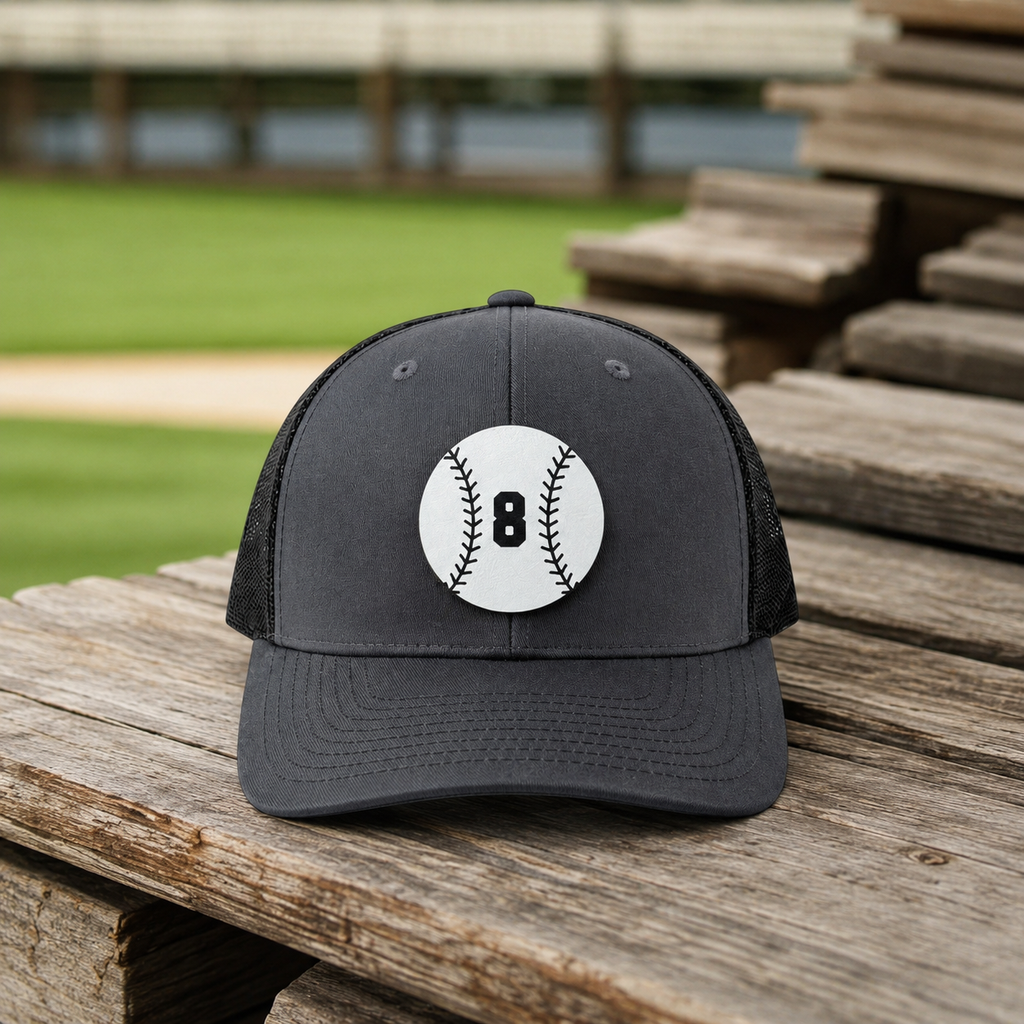 Baseball Trucker Hat, Leather Patch Baseball Cap, Adjustable Sports Mesh Back Hat