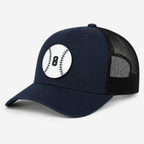 Baseball Trucker Hat, Leather Patch Baseball Cap, Adjustable Sports Mesh Back Hat