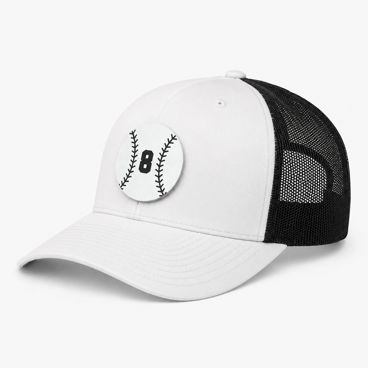 Baseball Trucker Hat, Leather Patch Baseball Cap, Adjustable Sports Mesh Back Hat