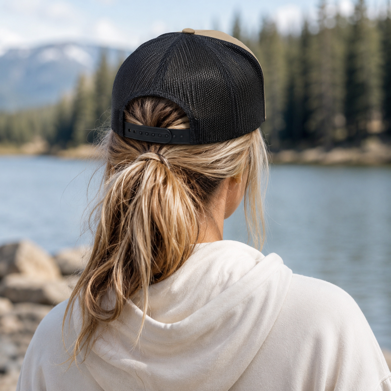 Baseball Trucker Hat, Leather Patch Baseball Cap, Adjustable Sports Mesh Back Hat