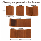 Personalized Trifold Leather Wallet, Custom Engraved Photo Text Wallet, Gift for Dad Husband Boyfriend