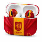 Red Yellow Soccer Wireless Earbuds Case Skin, CNC Engraved Football Fan Earbud Cover, Spain Inspired Sport Design