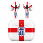 Red White Soccer Wireless Earbuds Case Skin, CNC Engraved Football Fan Earbud Cover, England Inspired Sport Design