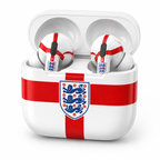 Red White Soccer Wireless Earbuds Case Skin, CNC Engraved Football Fan Earbud Cover, England Inspired Sport Design