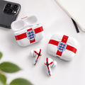 Red White Soccer Wireless Earbuds Case Skin, CNC Engraved Football Fan Earbud Cover, England Inspired Sport Design