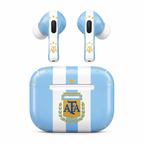 Blue White Soccer Wireless Earbuds Case Skin, CNC Engraved Football Fan Earbud Cover, Argentina Inspired Sport Design
