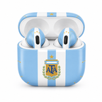 Blue White Soccer Wireless Earbuds Case Skin, CNC Engraved Football Fan Earbud Cover, Argentina Inspired Sport Design