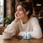 Blue White Soccer Wireless Earbuds Case Skin, CNC Engraved Football Fan Earbud Cover, Argentina Inspired Sport Design