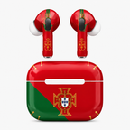 Red Green Soccer Wireless Earbuds Case Skin, CNC Engraved Football Fan Earbud Cover, Portugal Inspired Sport Design