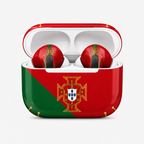 Red Green Soccer Wireless Earbuds Case Skin, CNC Engraved Football Fan Earbud Cover, Portugal Inspired Sport Design