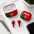 Red Green Soccer Wireless Earbuds Case Skin, CNC Engraved Football Fan Earbud Cover, Portugal Inspired Sport Design