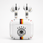 Black Red Gold Soccer Wireless Earbuds Case Skin, CNC Engraved Football Fan Earbud Cover, Germany Inspired Sport Design