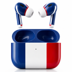Blue White Red Wireless Earbuds Case Skin, CNC Engraved Soccer Fan Earbud Cover, France Inspired Sport Design