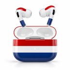 Red White Blue Wireless Earbuds Case Skin, CNC Engraved Soccer Fan Earbud Cover, Netherlands Inspired Sport Design