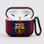 Blue Red Striped Earphone Case, Soccer Fan Inspired Protective Earbuds Cover, Sport Style Earphone Case with Clip
